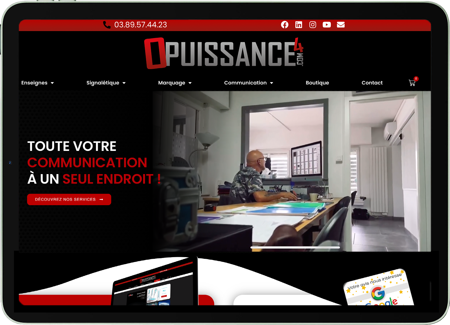tablette avec le site d'O PUISSANCE 4